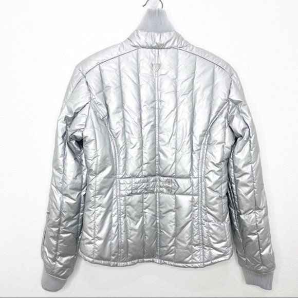 STEVE MADDEN Silver Metallic Puffer Jacket Coat Size M - Picture 5 of 7